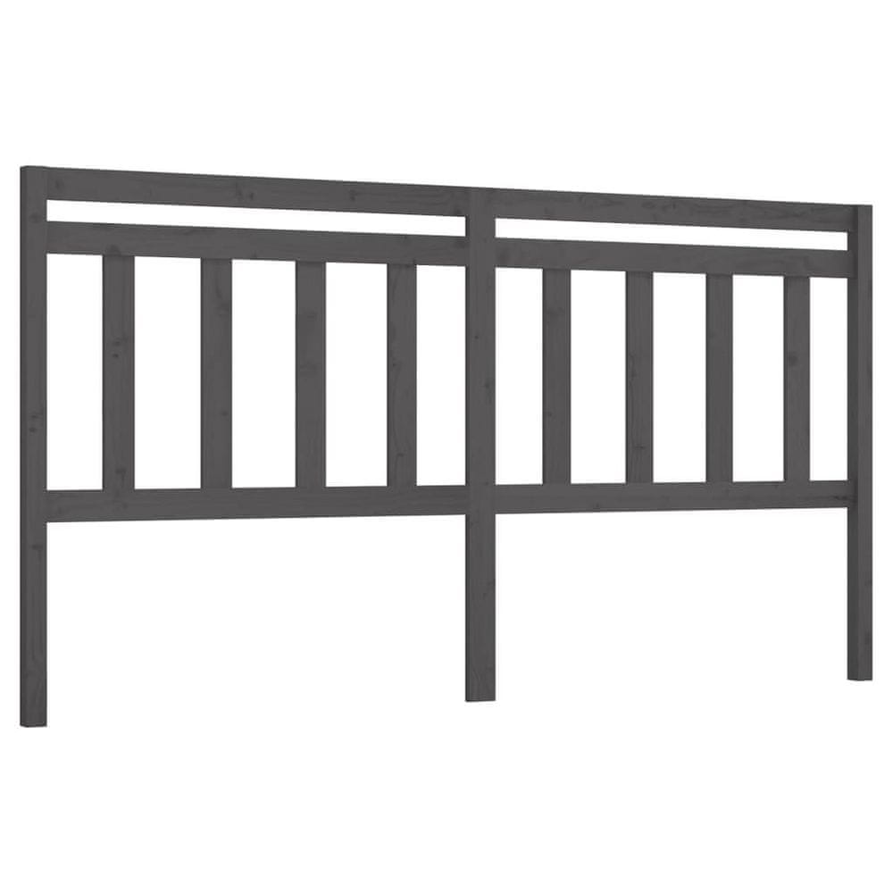 Vidaxl Čelo postele, sivé, 206x4x100 cm, masívne borovicové drevo